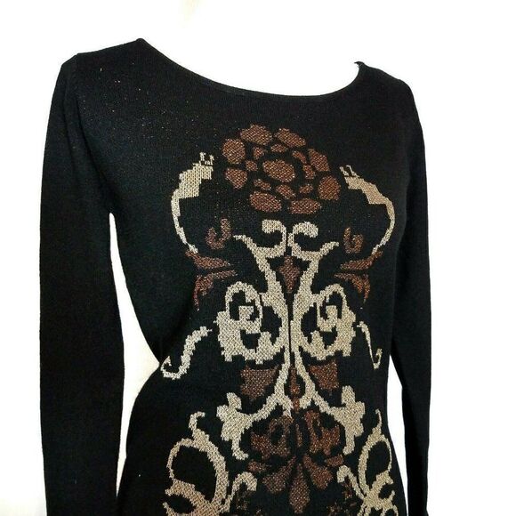 DEREK Heart Sweater Dress Size Small Black Multicolor - Picture 2 of 8